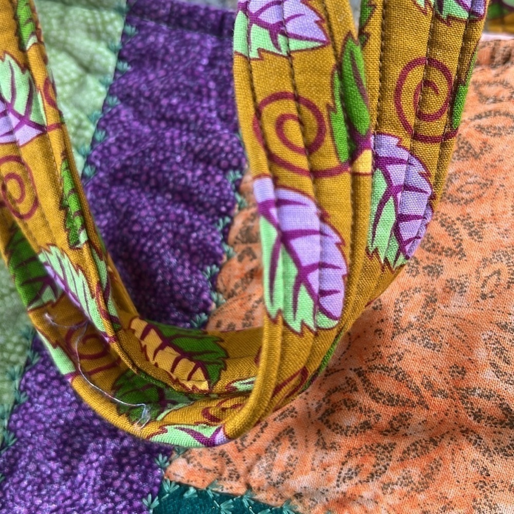 Sunflower Patchwork Orange & Lilac Quilted Harvest Summer Autumn Tote Bag - Picture 11 of 15